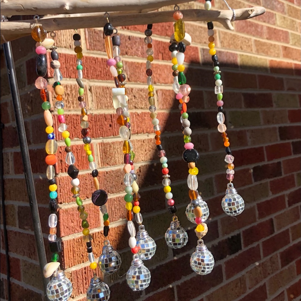 Handmade Upcycled Mini Disco Ball Beaded Sun Catcher